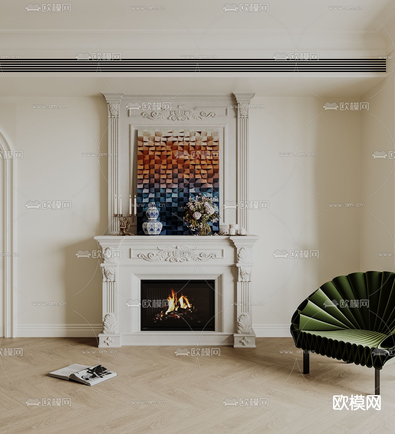 法式壁炉 火炉3d模型下载