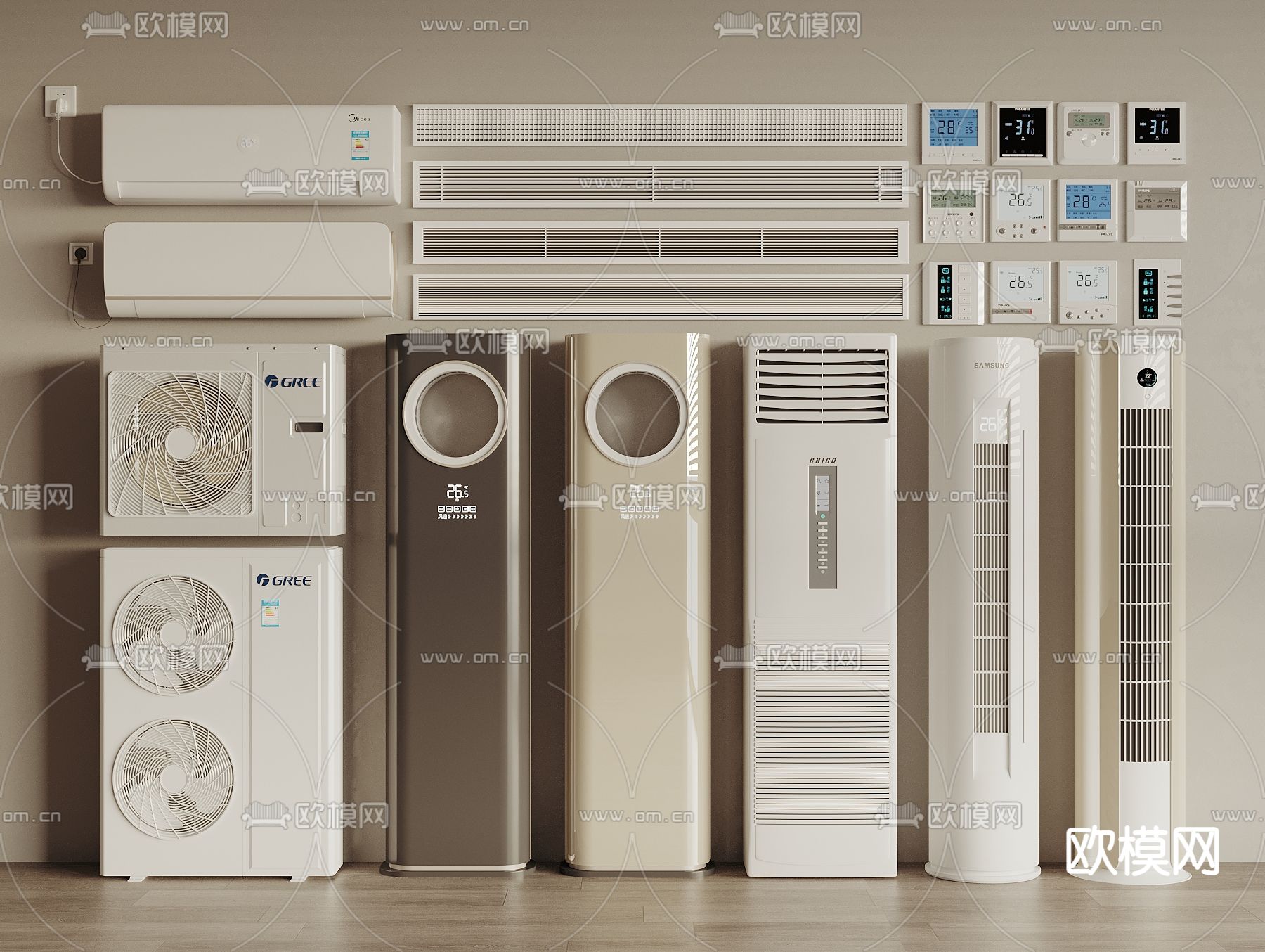 壁挂空调 立式空调 出风口 中央空调3d模型下载