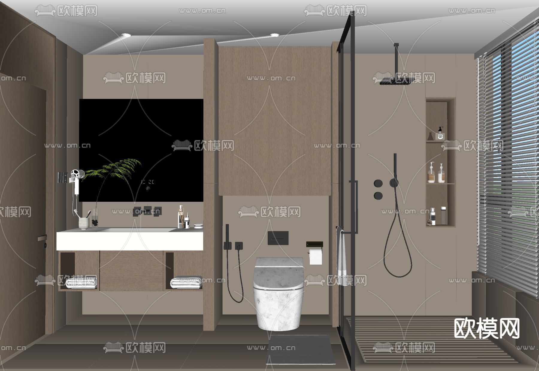 现代卫生间 浴室su模型下载（渲染图1）