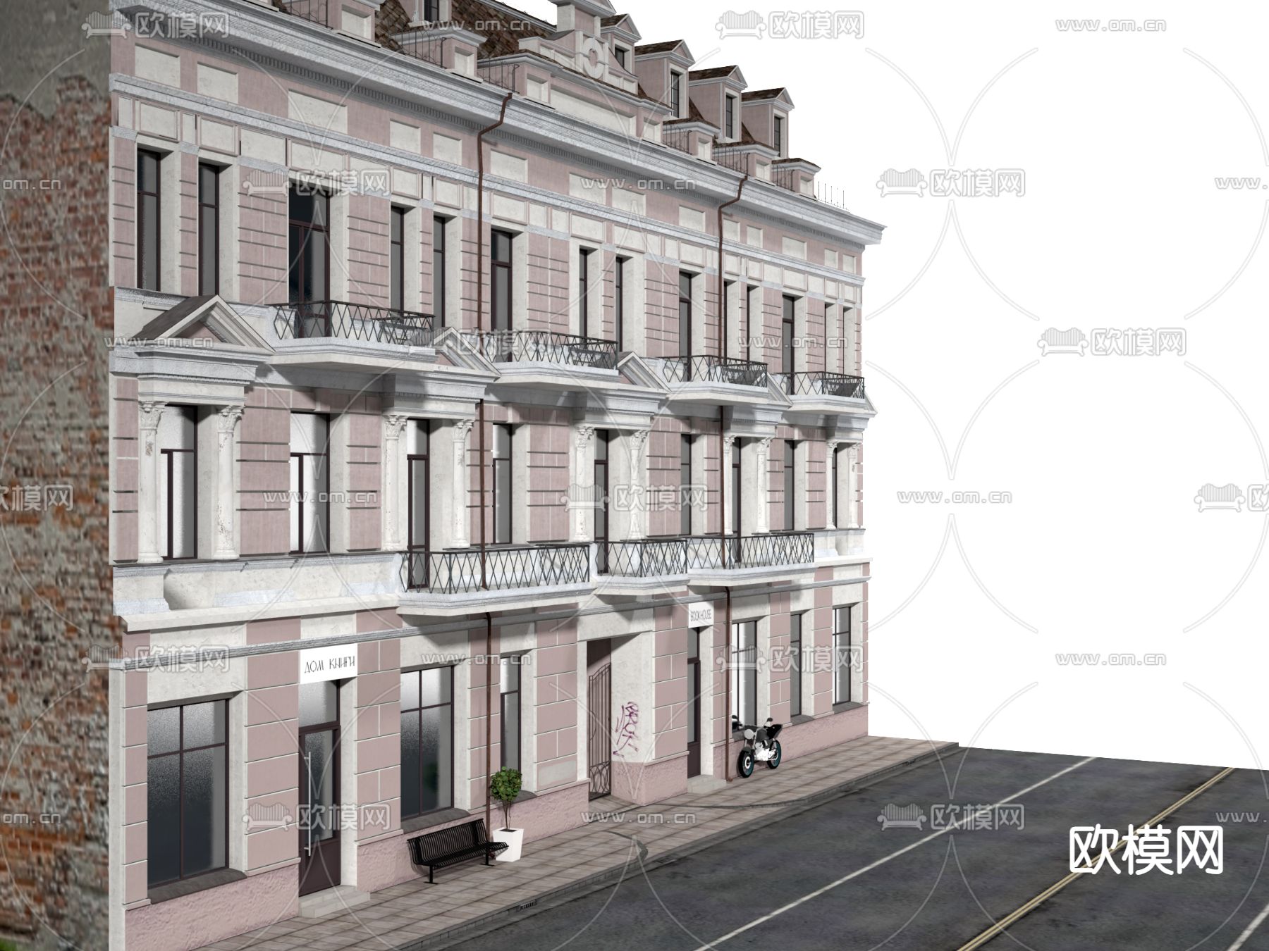 法式建筑外观su模型下载（渲染图2）