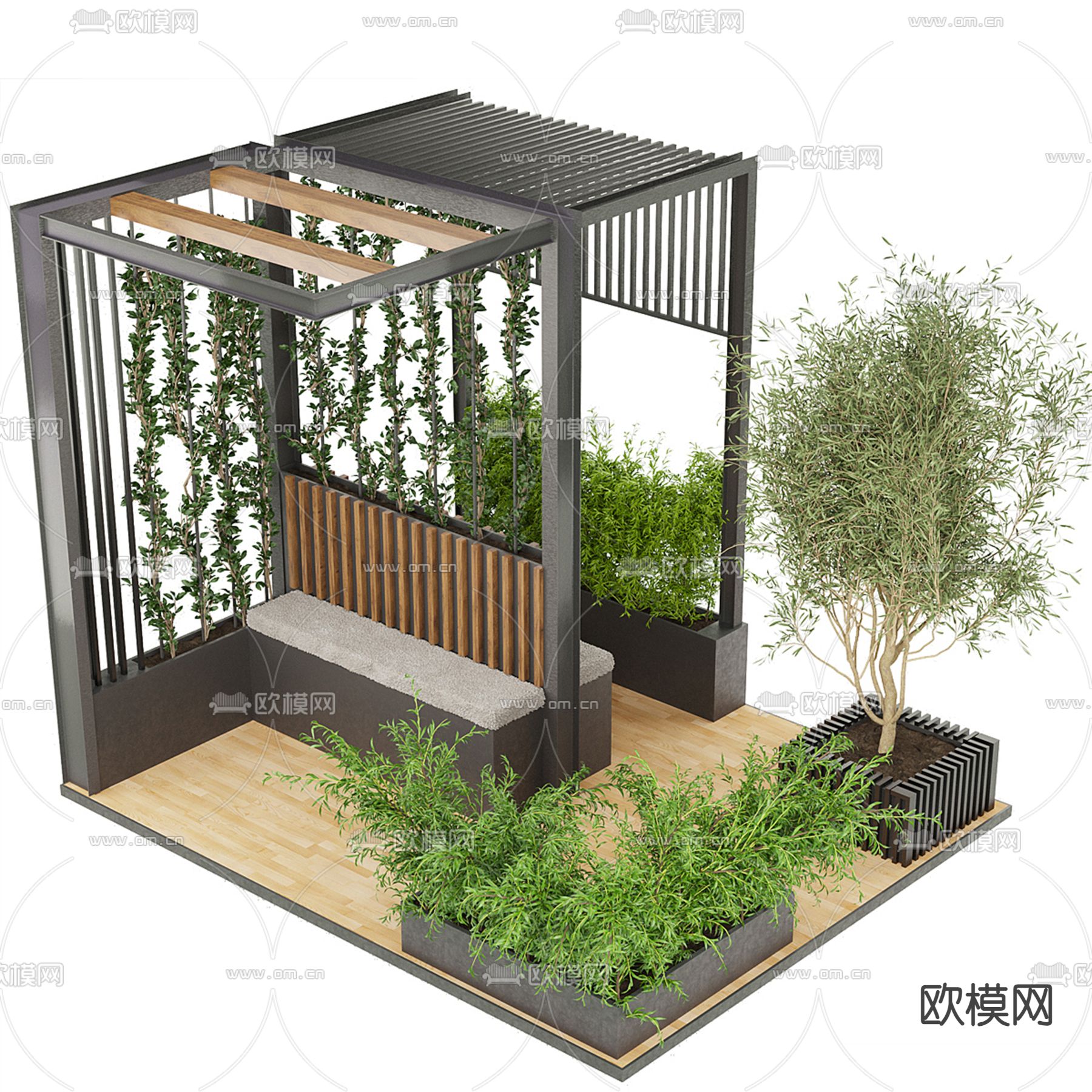 现代凉亭廊架 亭子3d模型下载