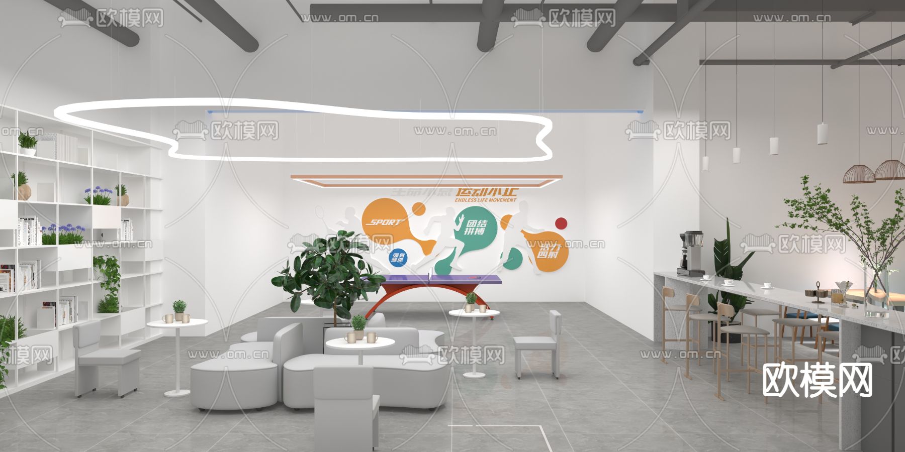 企业食堂 员工食堂3d模型下载（渲染图4）