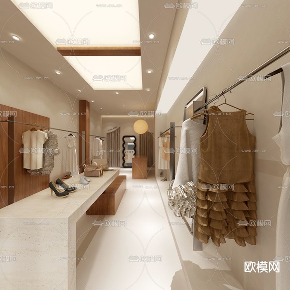 原木极简服装店3d模型下载(渲染图1)