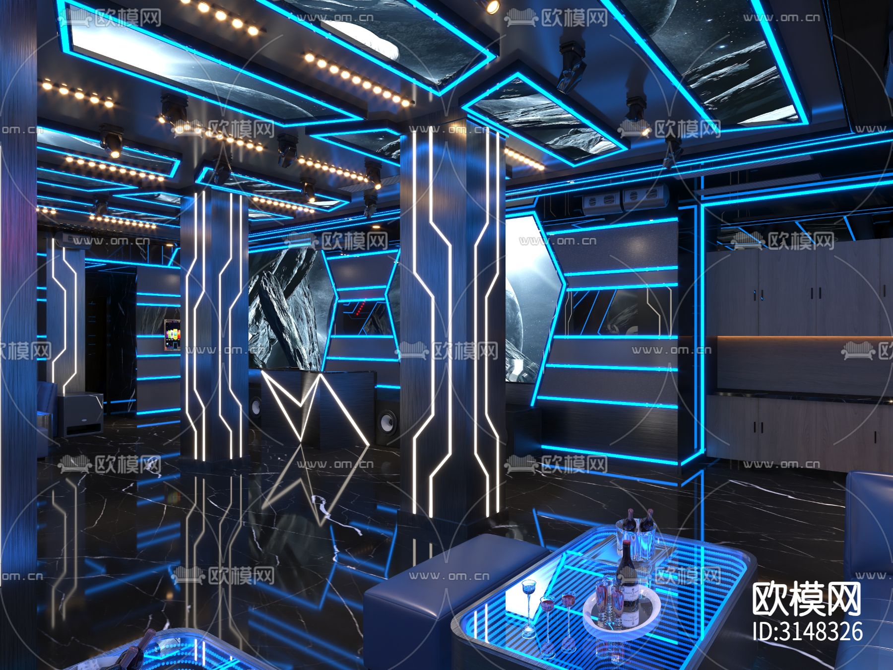 现代KTV装修效果图下载（渲染图4）