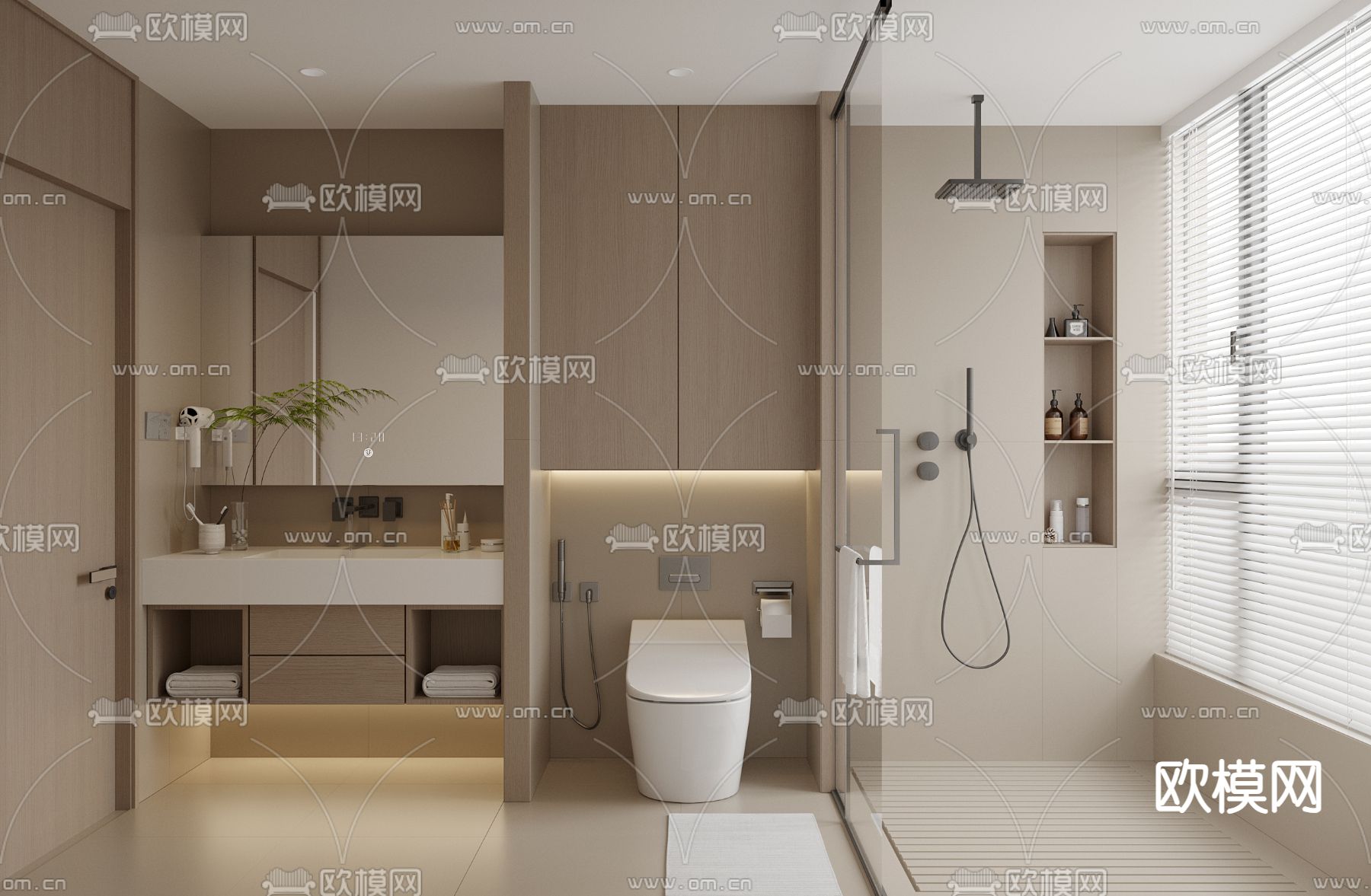 现代卫生间 浴室su模型下载（渲染图2）