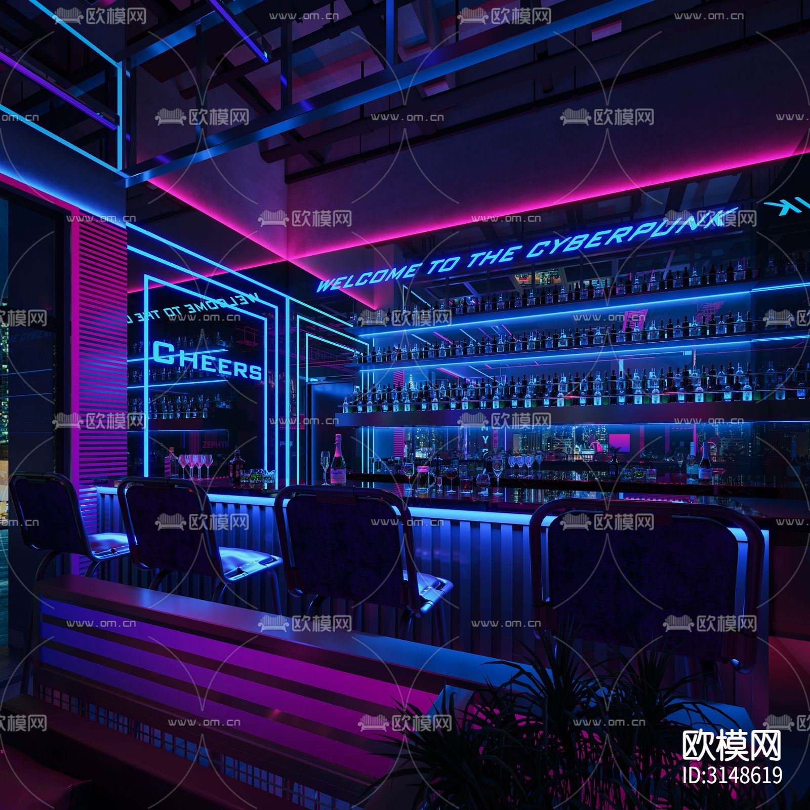 现代酒吧装修效果图下载（渲染图3）