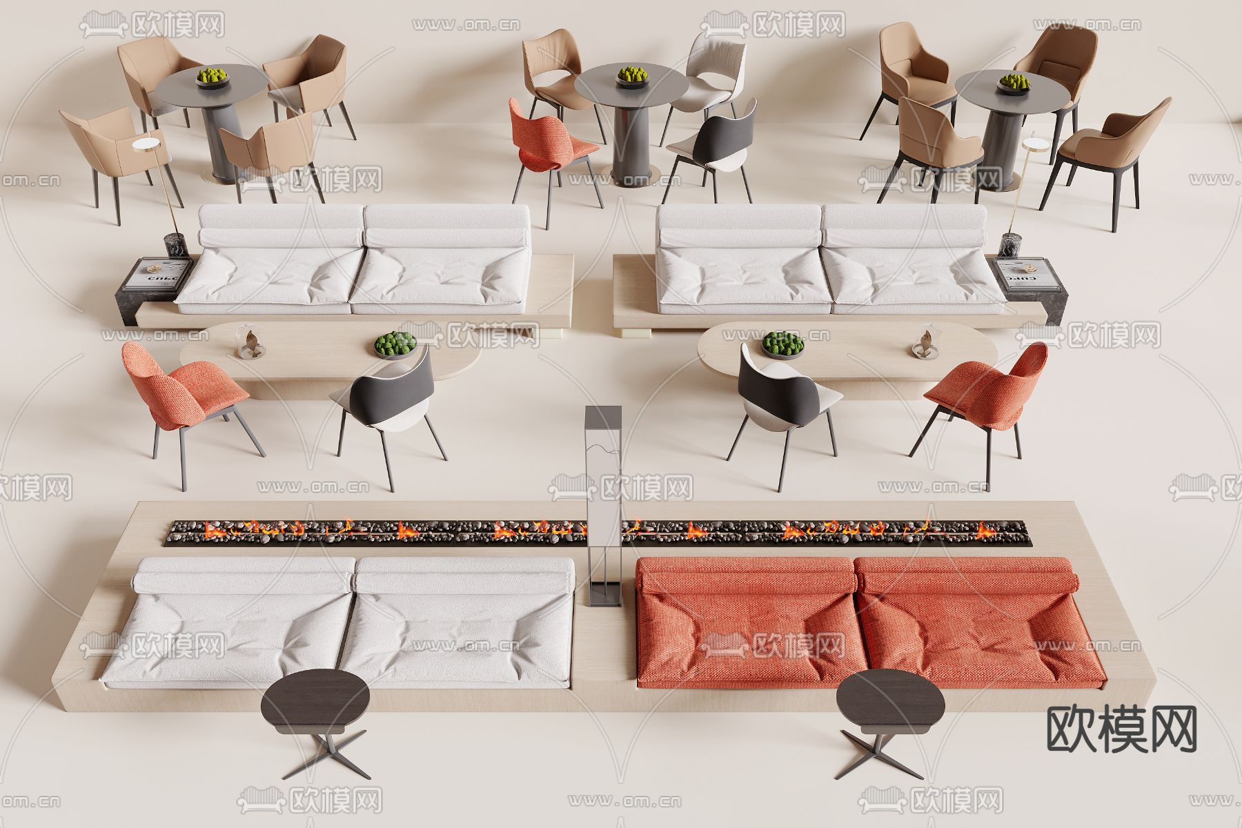 现代卡座沙发 卡位沙发3d模型下载