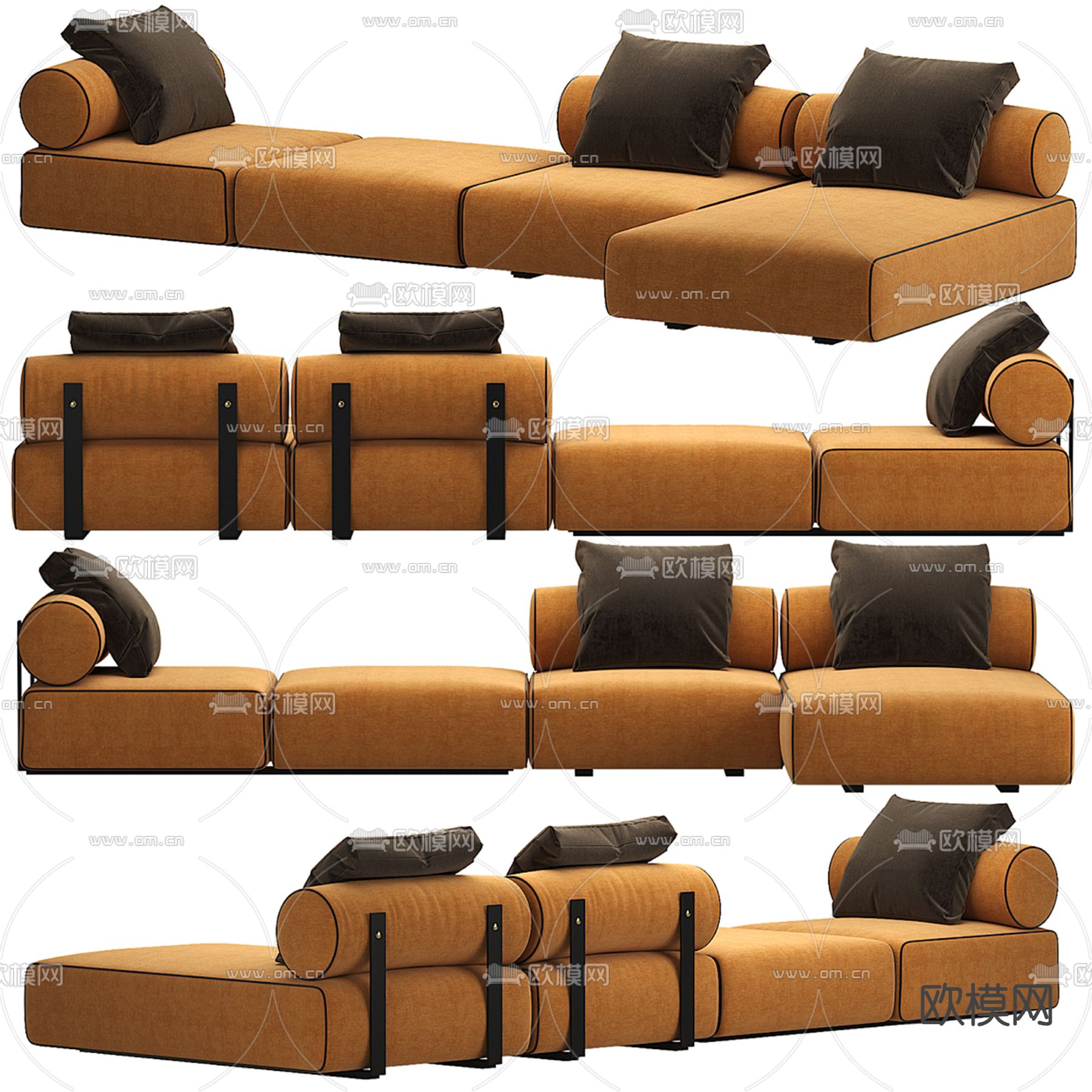 Minotti 多人沙发 转角沙发3d模型下载（渲染图1）