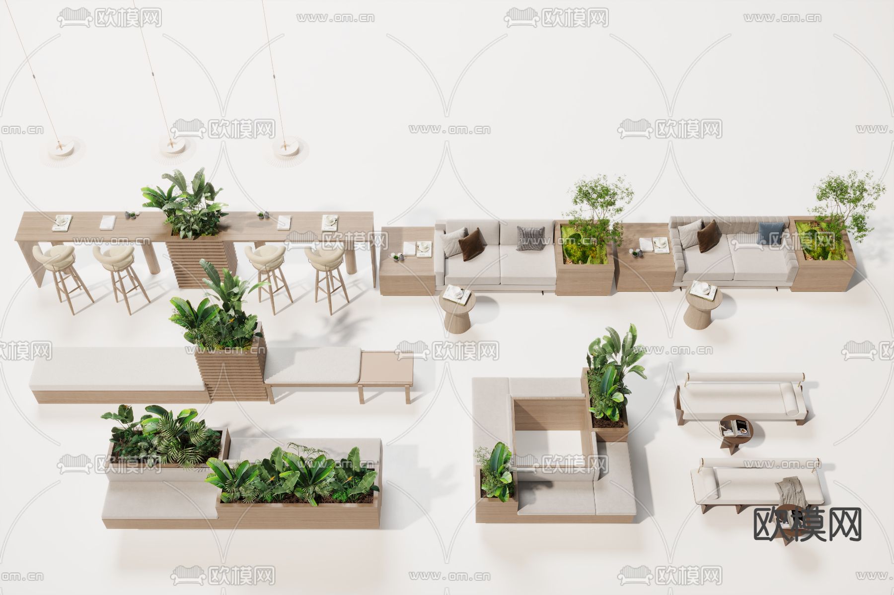 植物沙发卡座3d模型下载