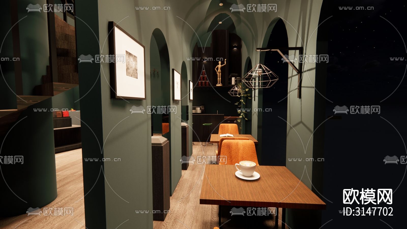 工业风图书馆装修效果图下载（渲染图3）