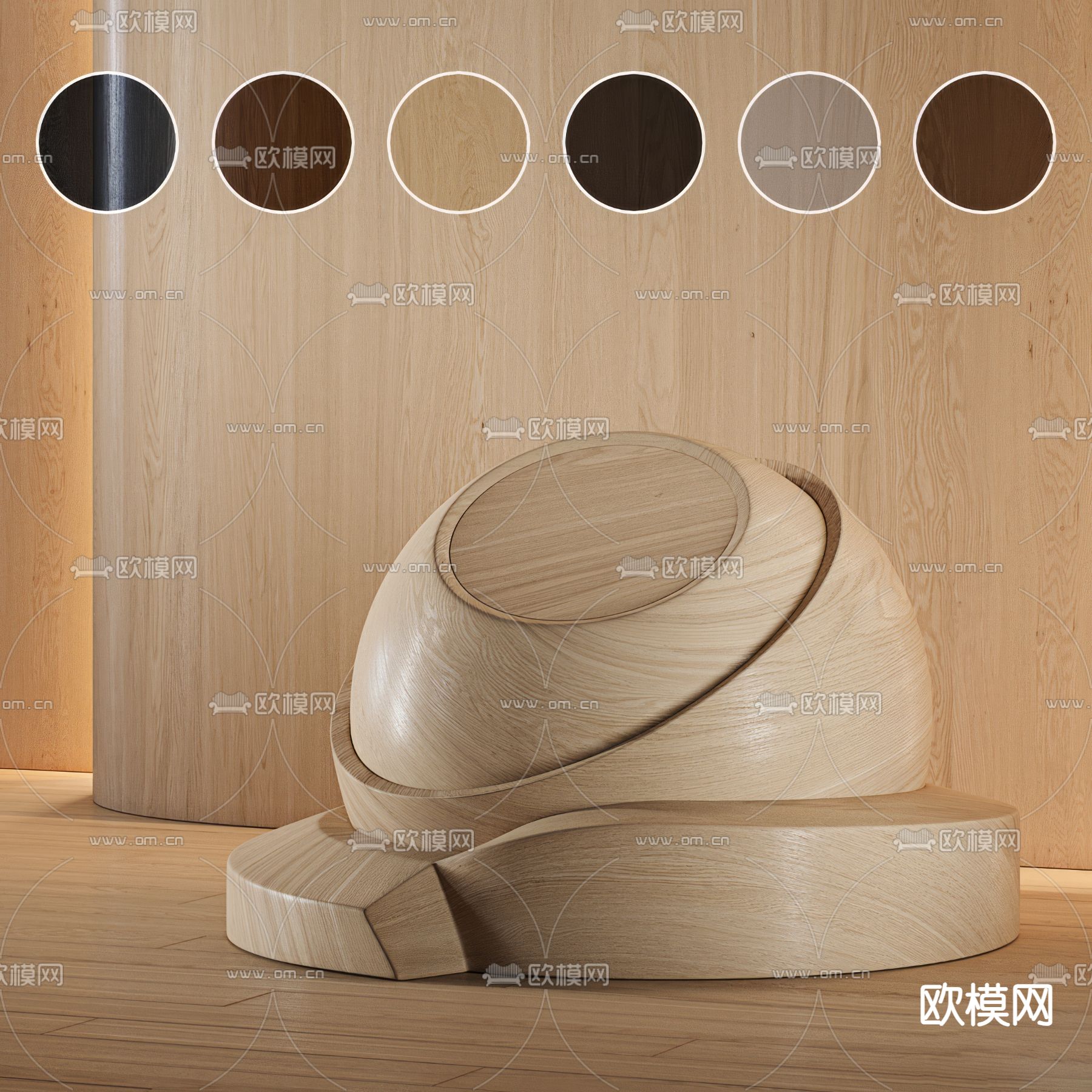 木饰面 饰面板 地板3d模型下载（渲染图1）