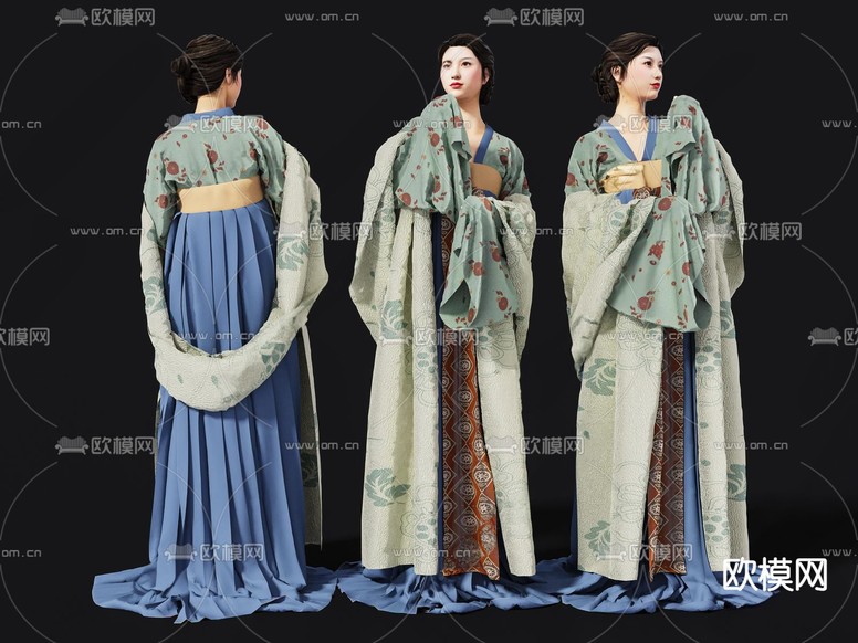 汉服美女 人物3d模型下载