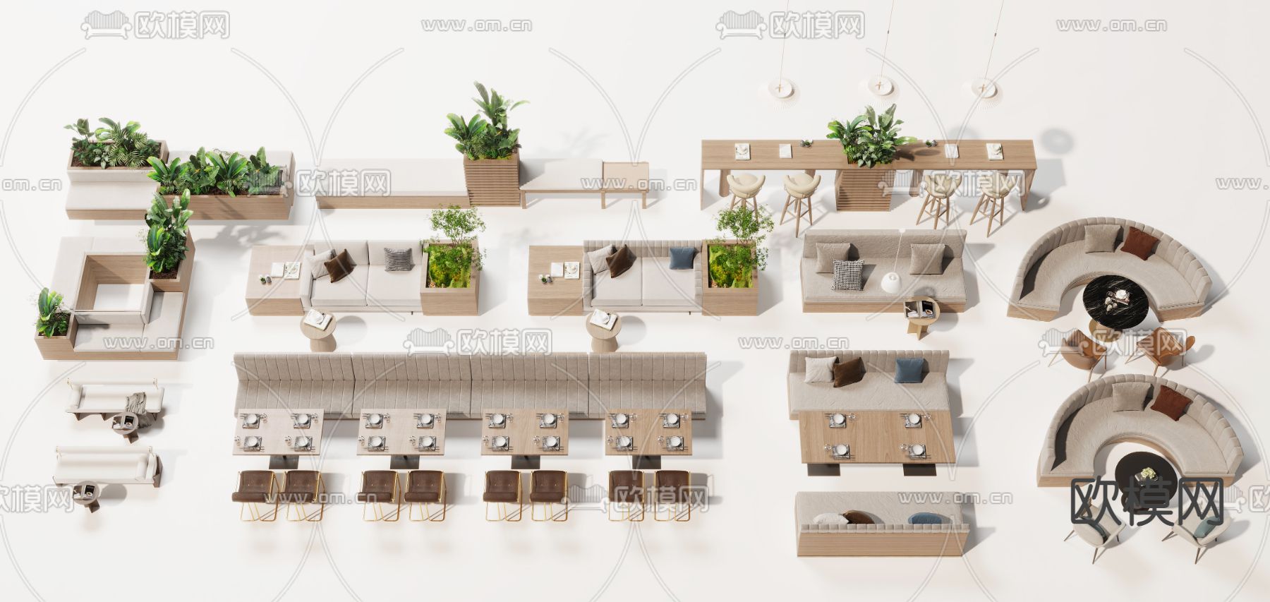 餐厅沙发卡座 卡位沙发3d模型下载
