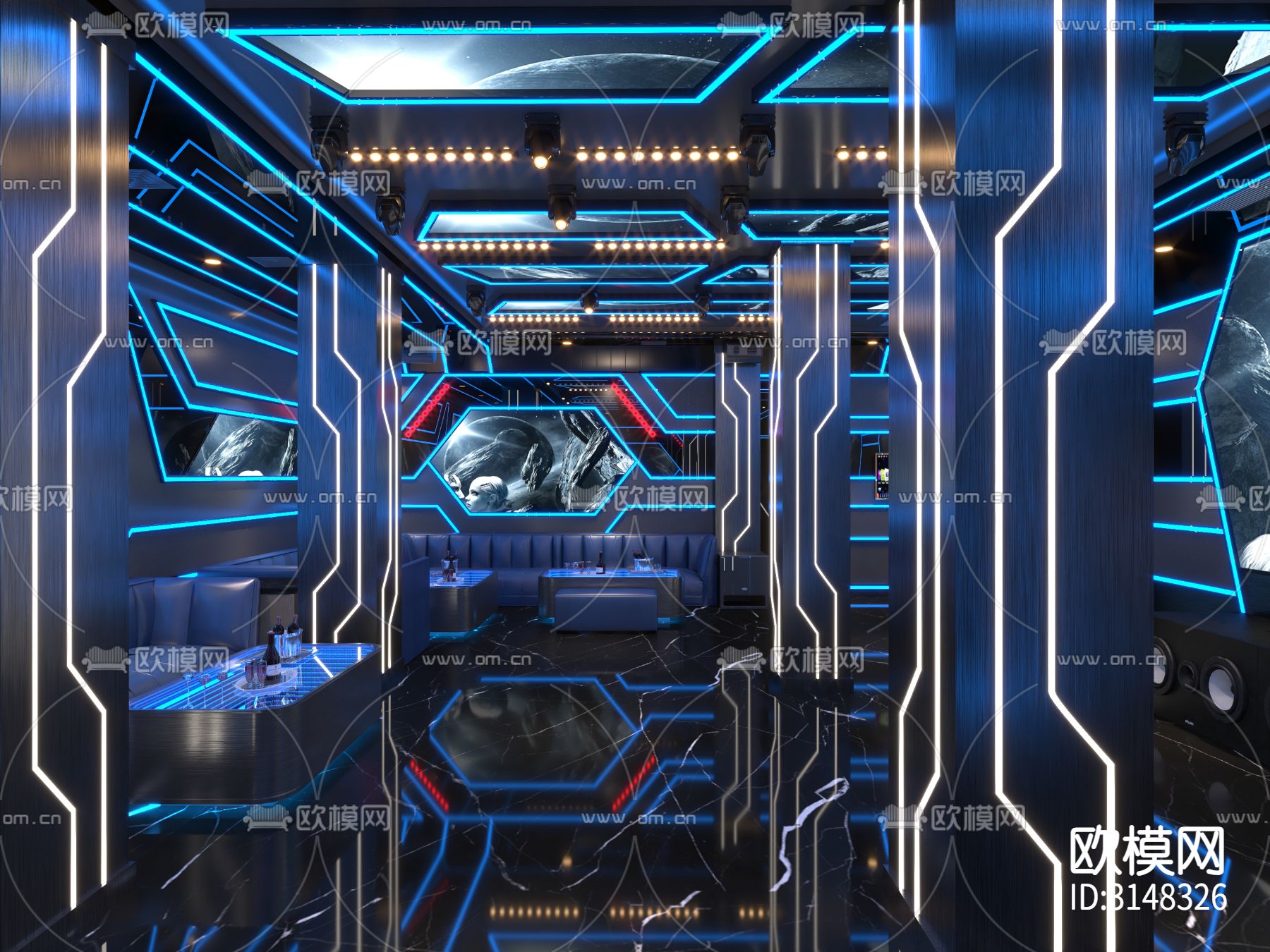 现代KTV装修效果图下载（渲染图1）