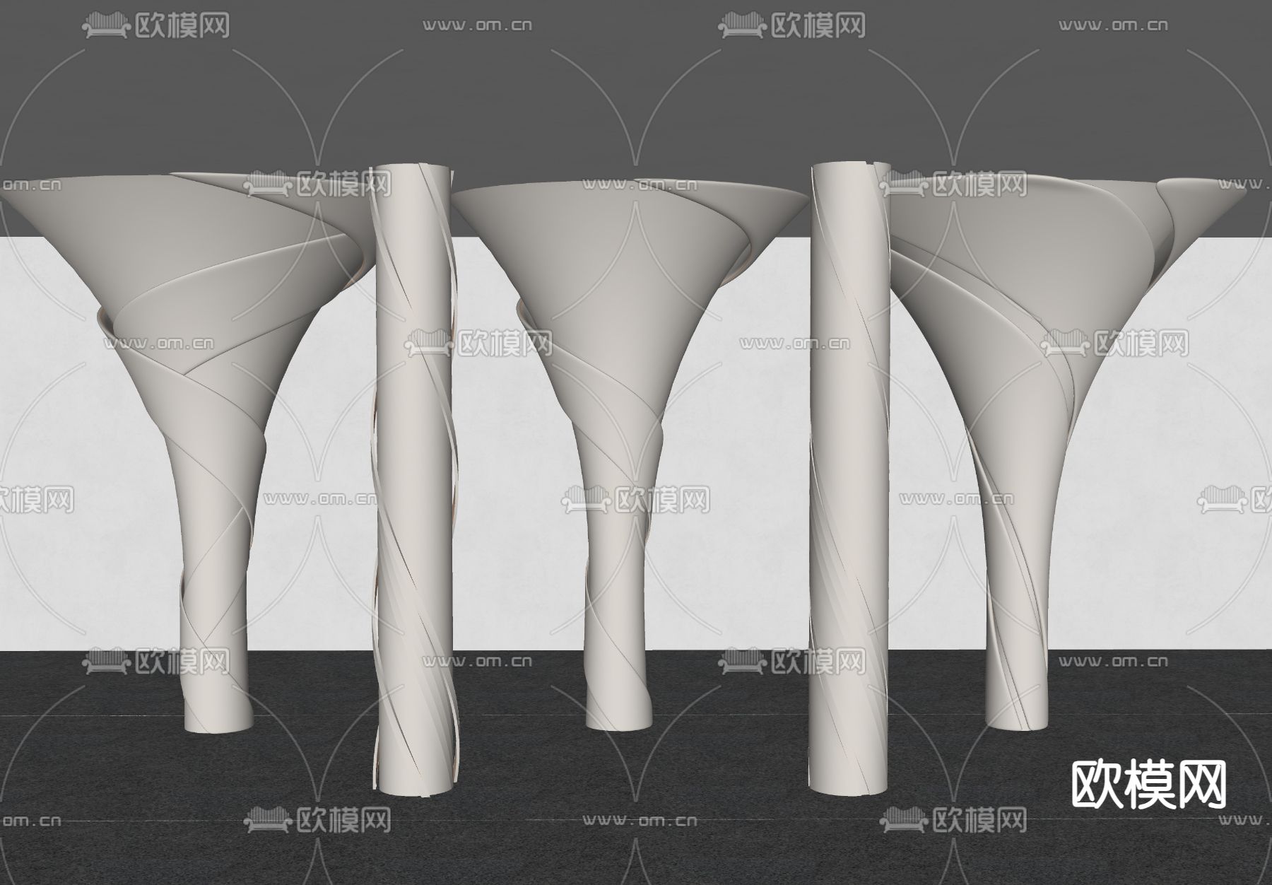 现代异形柱子 花瓣柱子su模型下载（渲染图1）