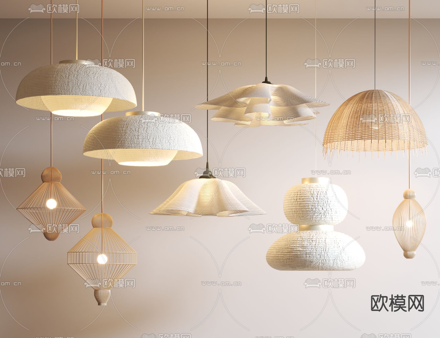 侘寂吊灯 餐厅吊灯3d模型下载