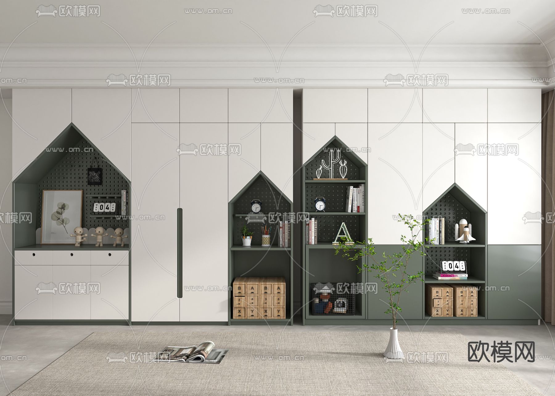 儿童衣柜 玩具柜3d模型下载