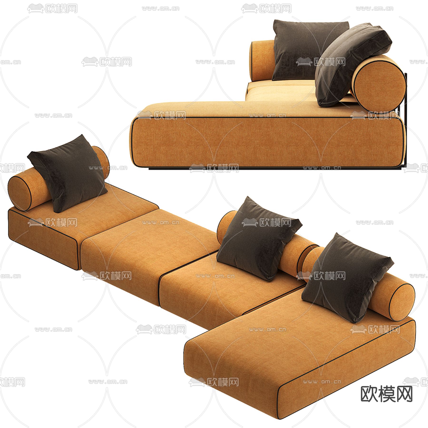 Minotti 多人沙发 转角沙发3d模型下载（渲染图2）