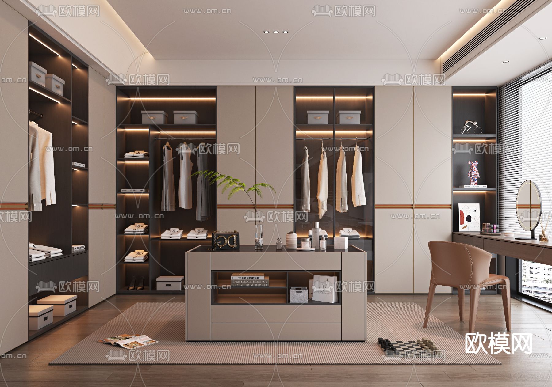 现代衣帽间3d模型下载