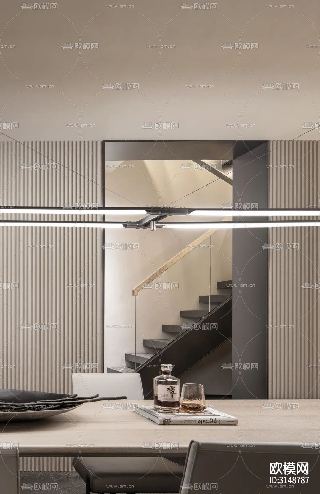 侘寂平层装修效果图下载（渲染图1）