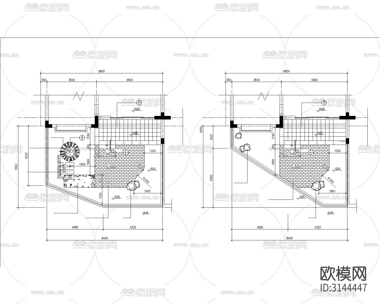小区8种小庭院cad施工图下载（渲染图4）