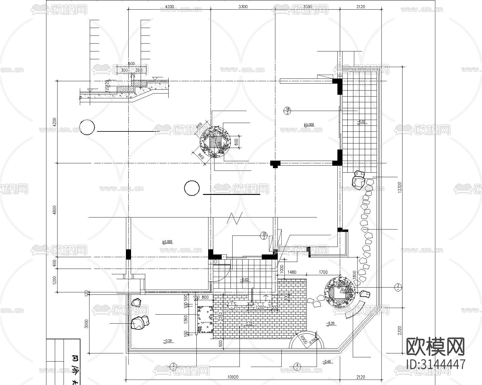 小区8种小庭院cad施工图下载（渲染图3）