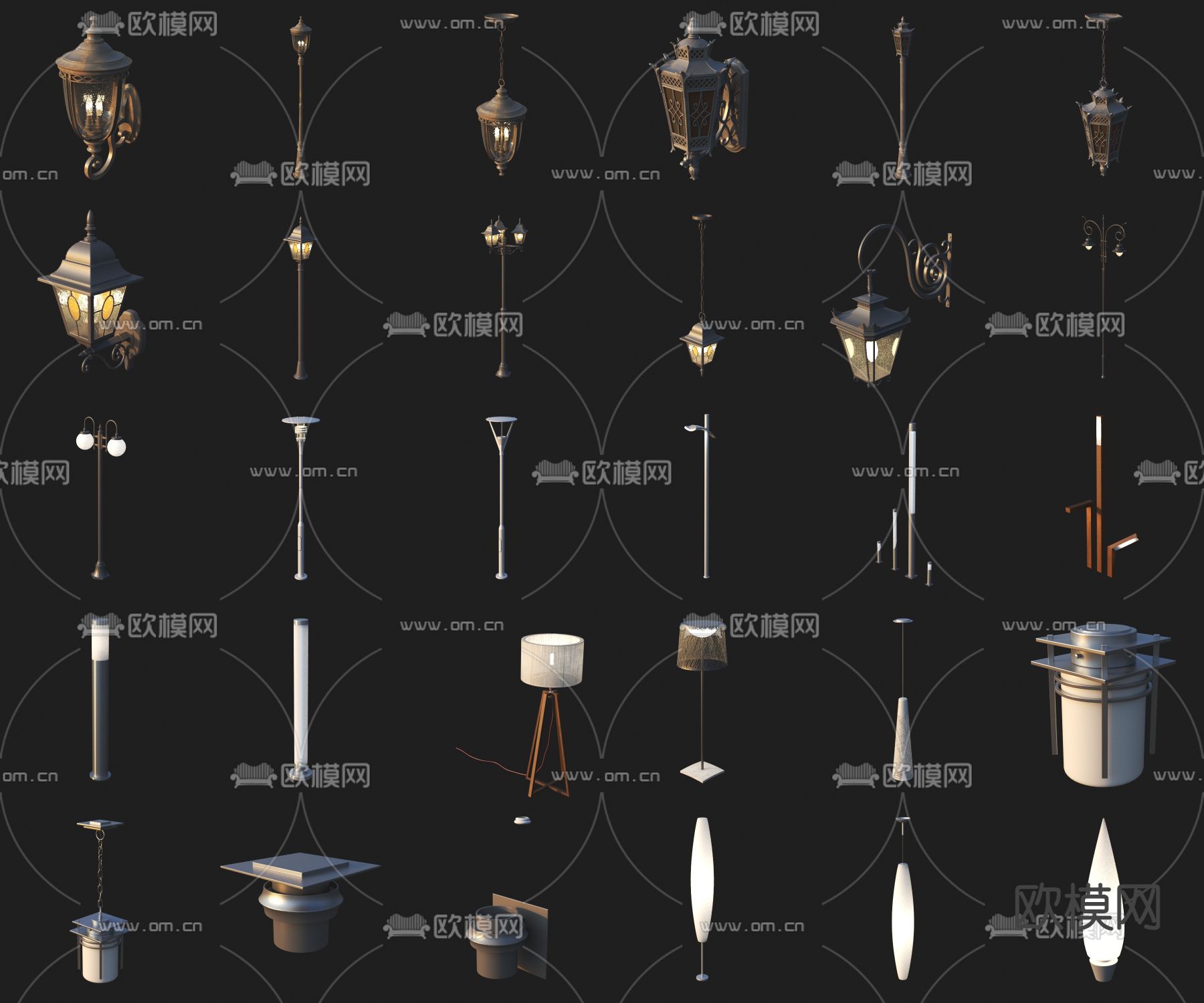 户外灯  路灯 草坪灯3d模型下载