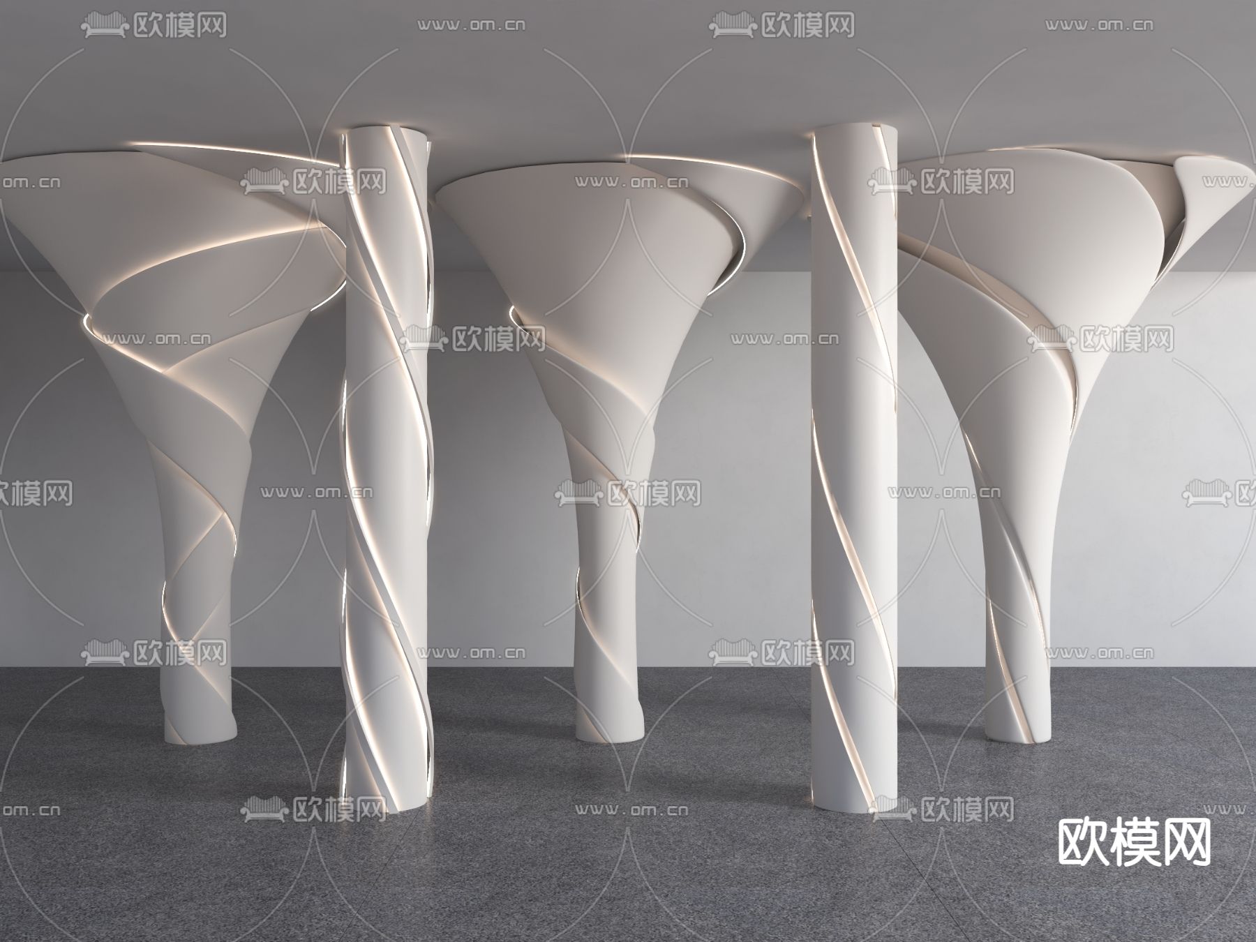 现代异形柱子 花瓣柱子su模型下载（渲染图2）
