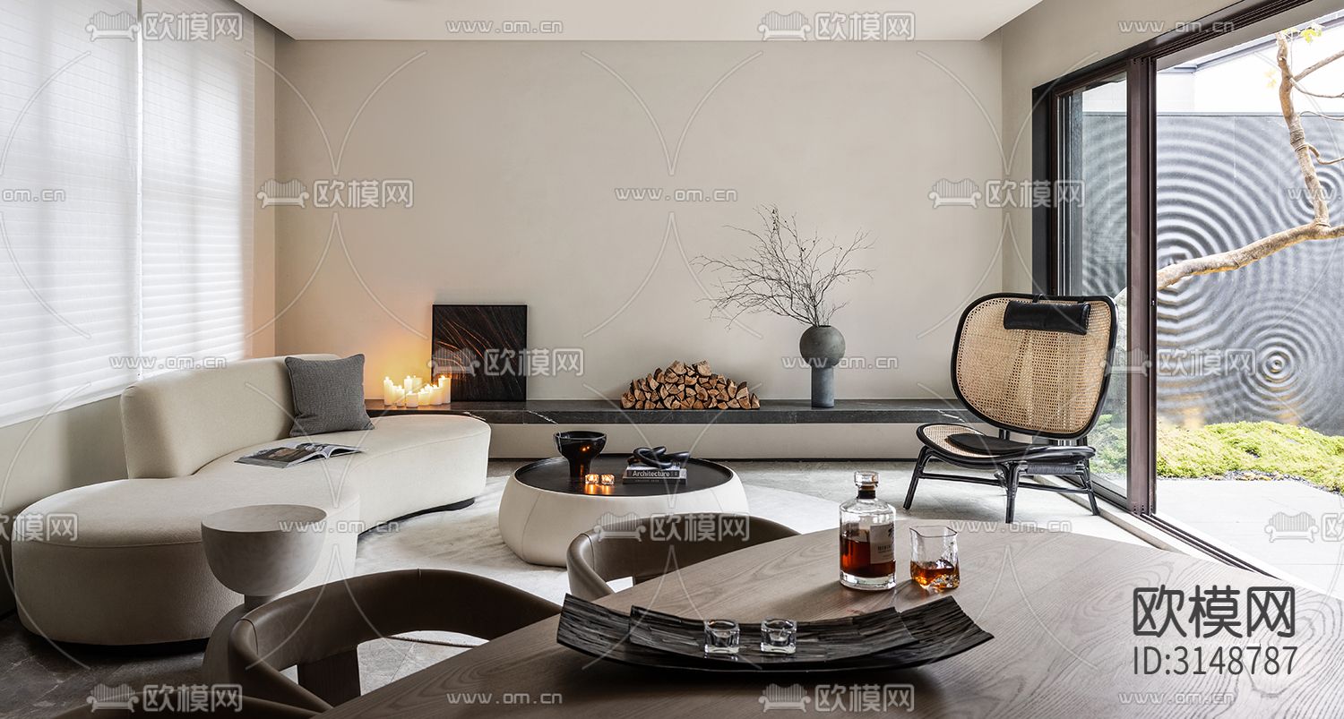 侘寂平层装修效果图下载（渲染图5）