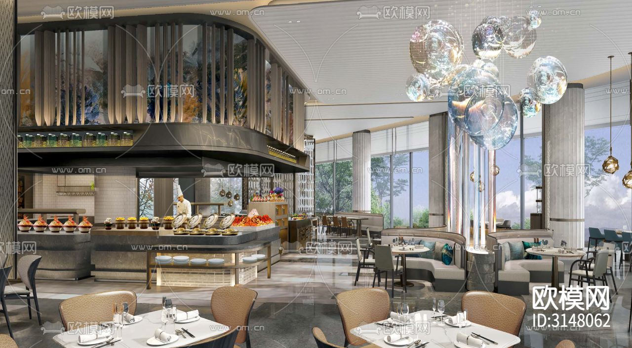 现代酒店民宿装修效果图下载（渲染图4）