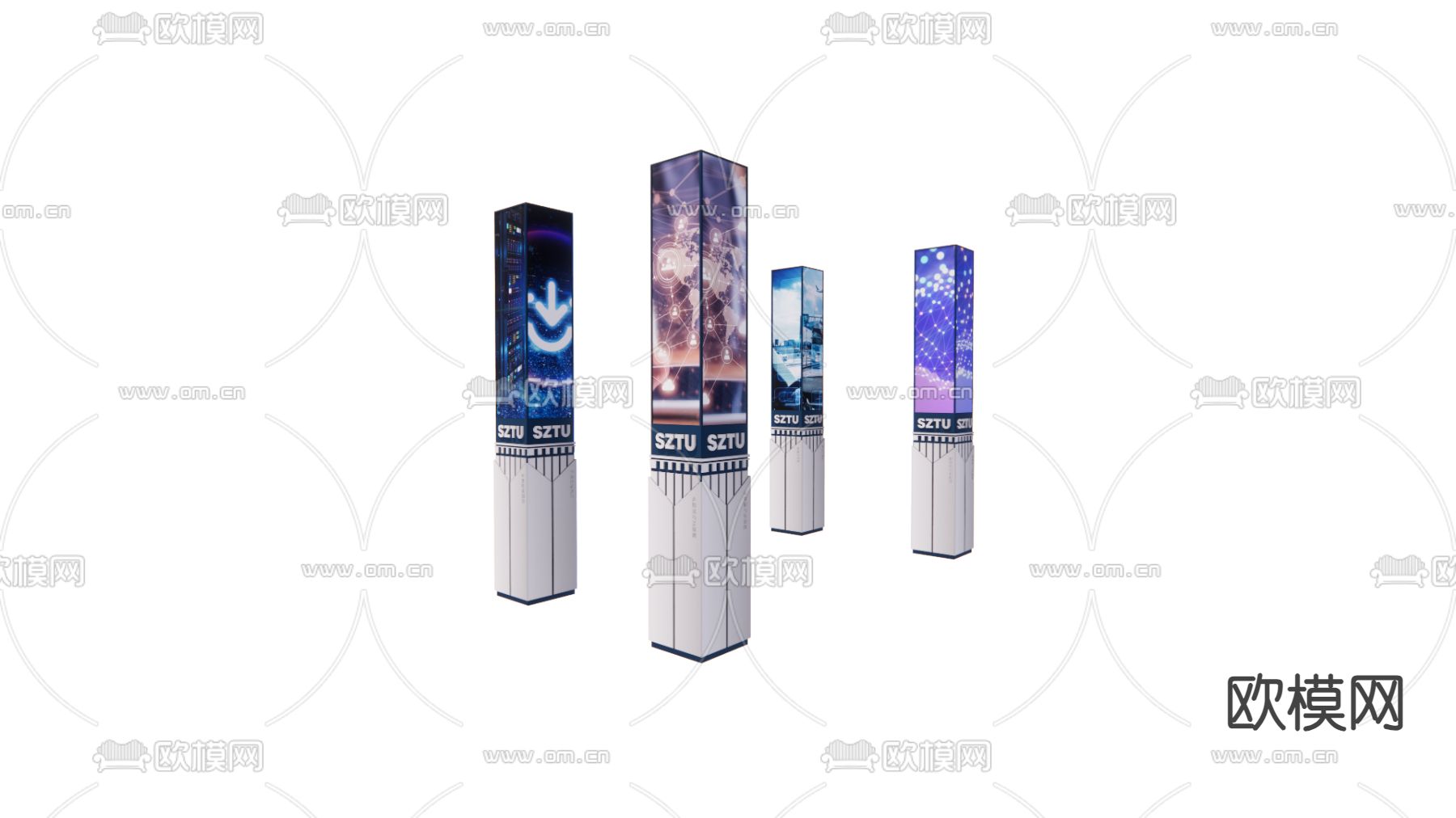 现代景观柱su模型下载（渲染图1）