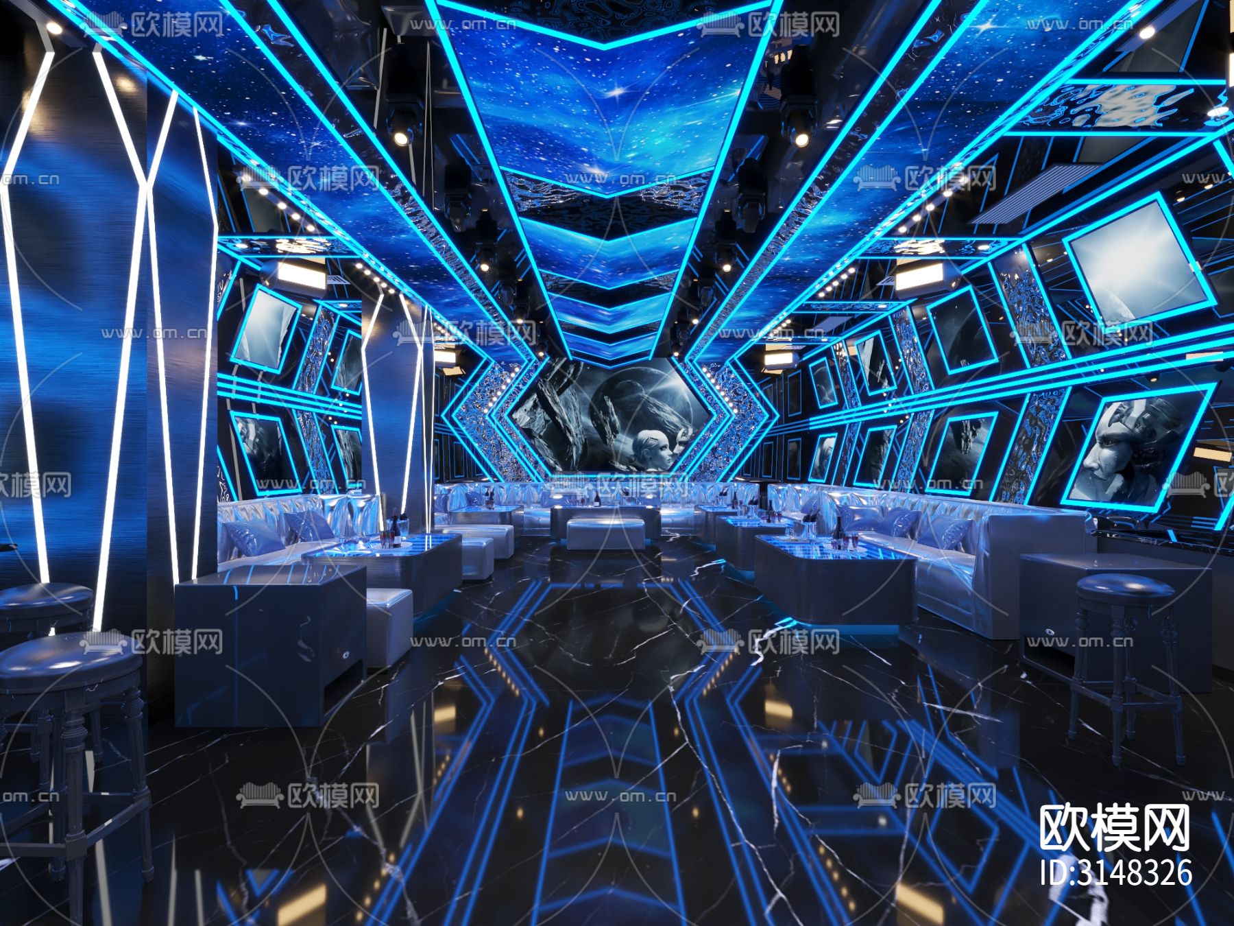 现代KTV装修效果图下载（渲染图5）