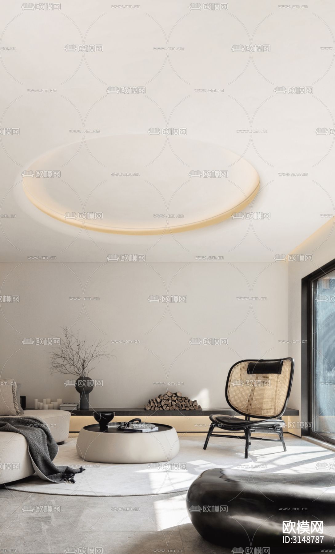 侘寂平层装修效果图下载（渲染图2）