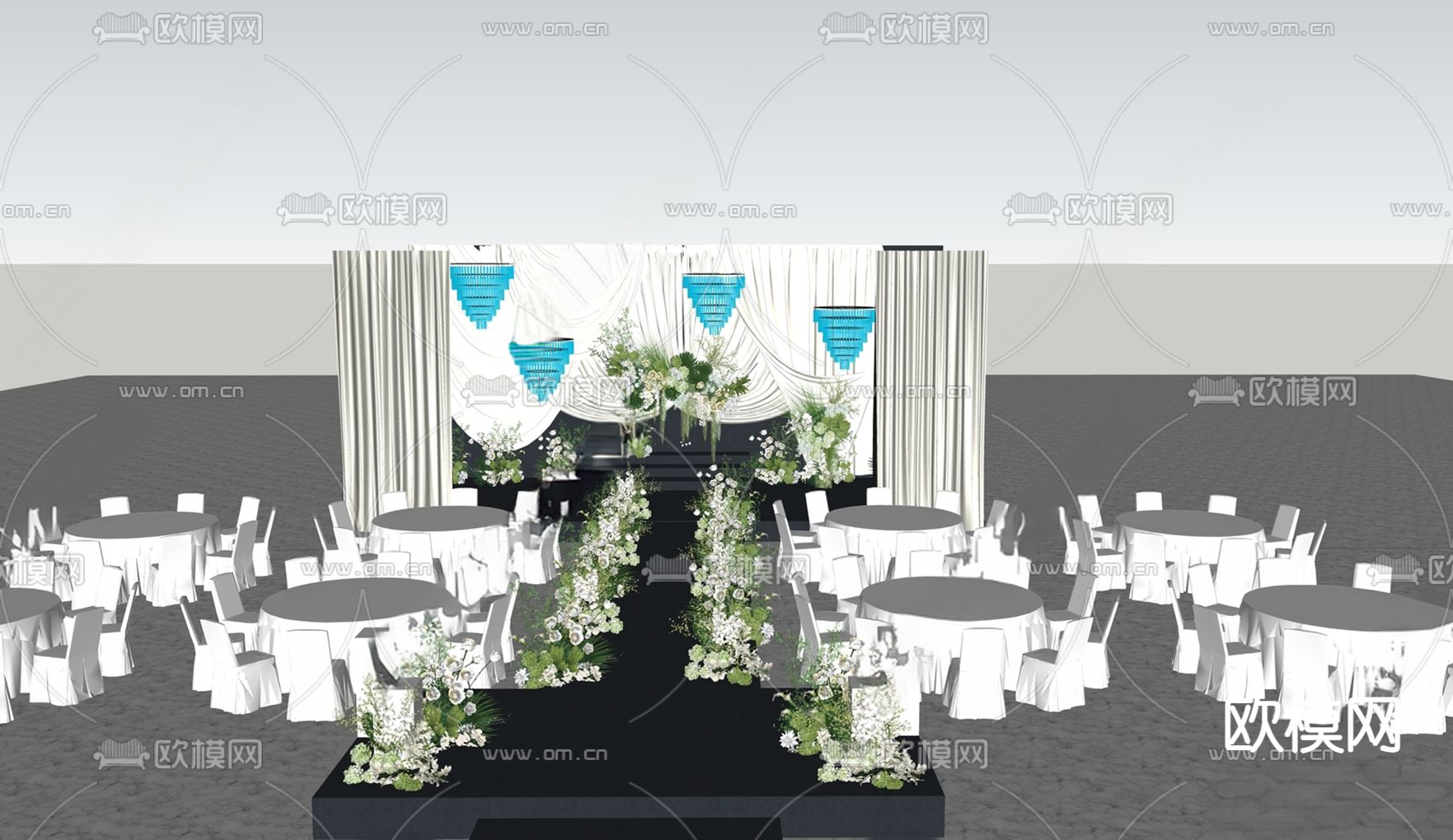 婚礼宴会厅 美陈su模型下载（渲染图1）