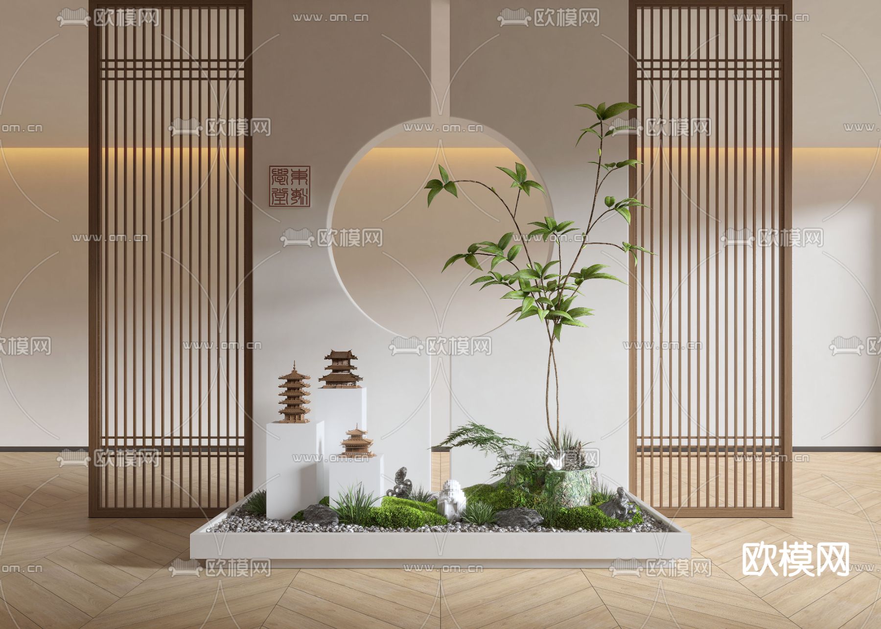 新中式室内造景 景观小品3d模型下载