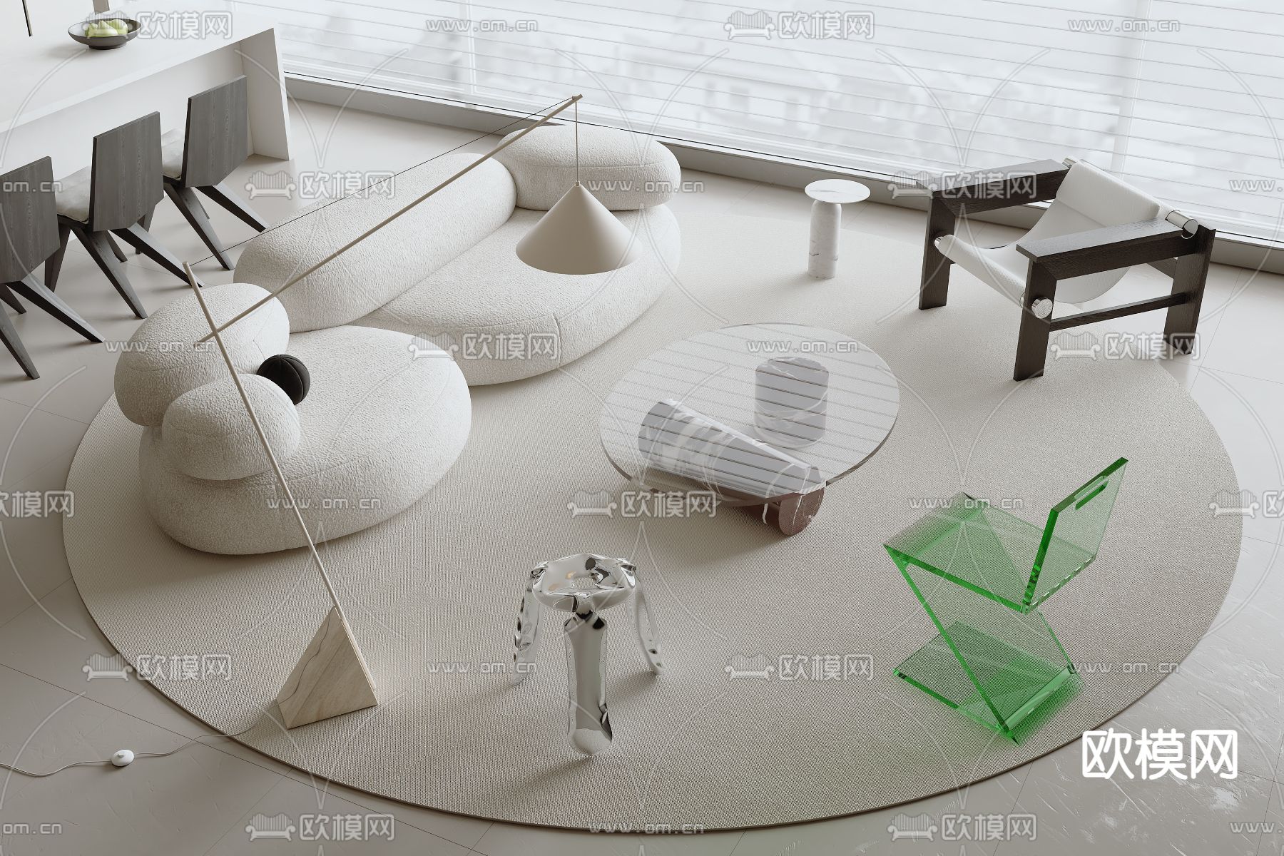 奶油沙发组合 休闲沙发3d模型下载