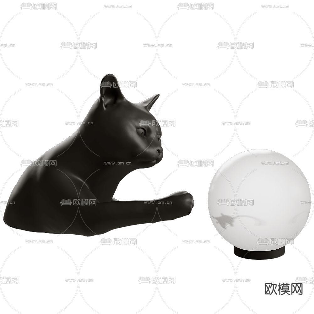 Karman 猫咪台灯3d模型下载（渲染图2）