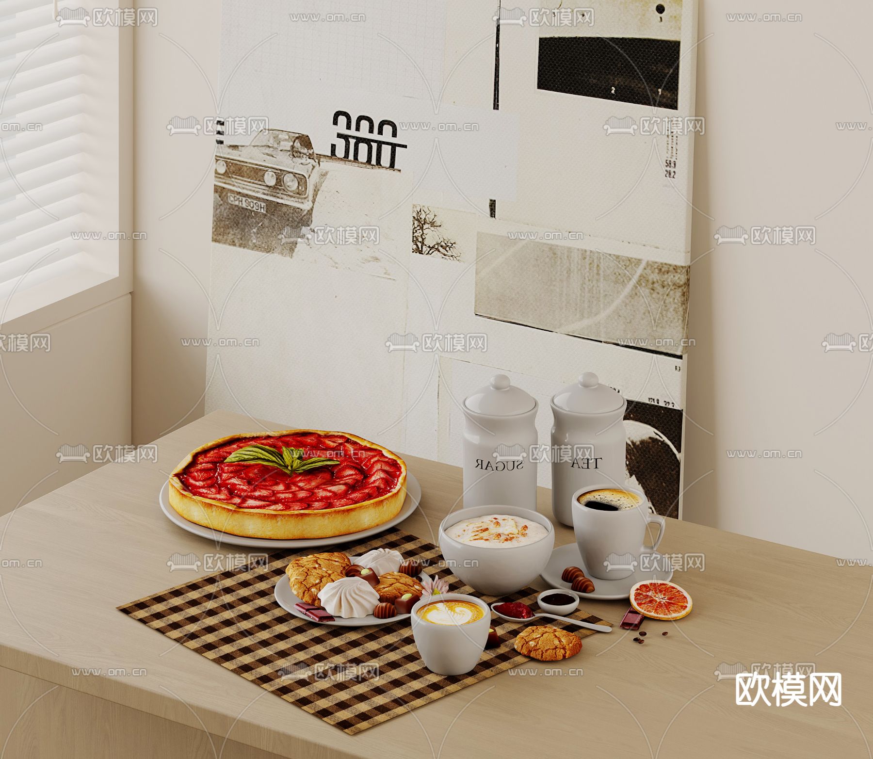 食物 牛奶 面包su模型下载（渲染图2）