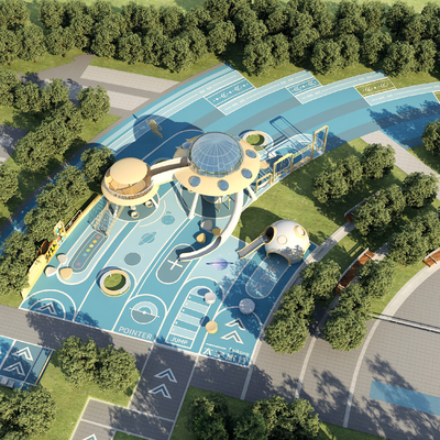  户外游乐场地 儿童乐园su模型 