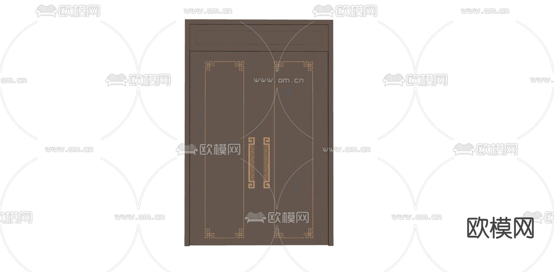 新中式门 防盗门 入户门 双开大门su模型下载（渲染图2）