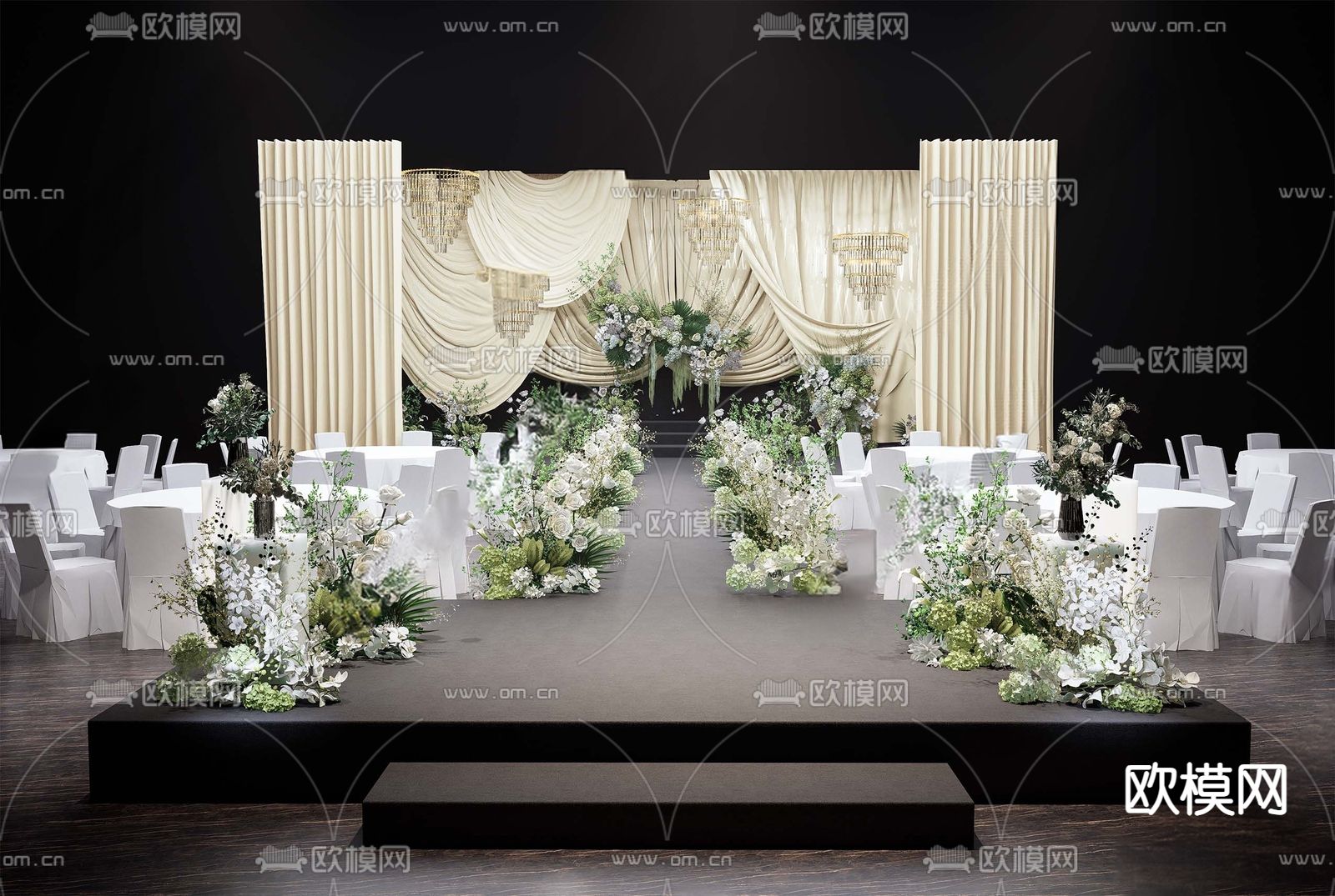 婚礼宴会厅 美陈su模型下载（渲染图2）