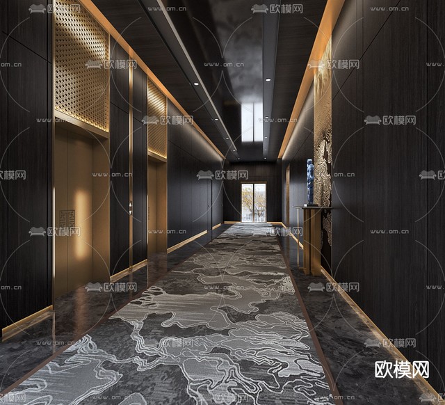 酒店电梯间 电梯厅3d模型下载