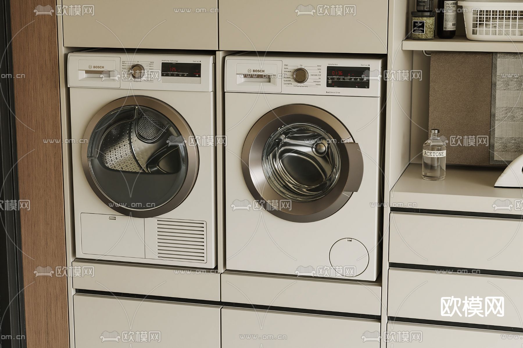 洗衣机柜 家政柜3d模型下载（渲染图4）