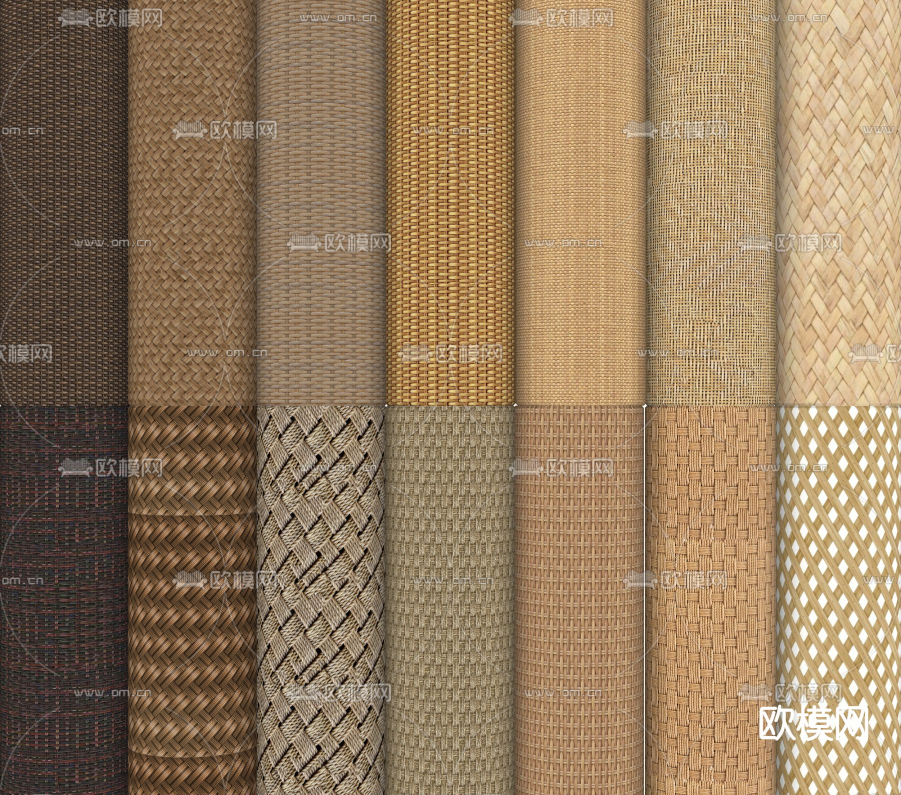 现代藤编 竹编 布艺su模型下载（渲染图1）