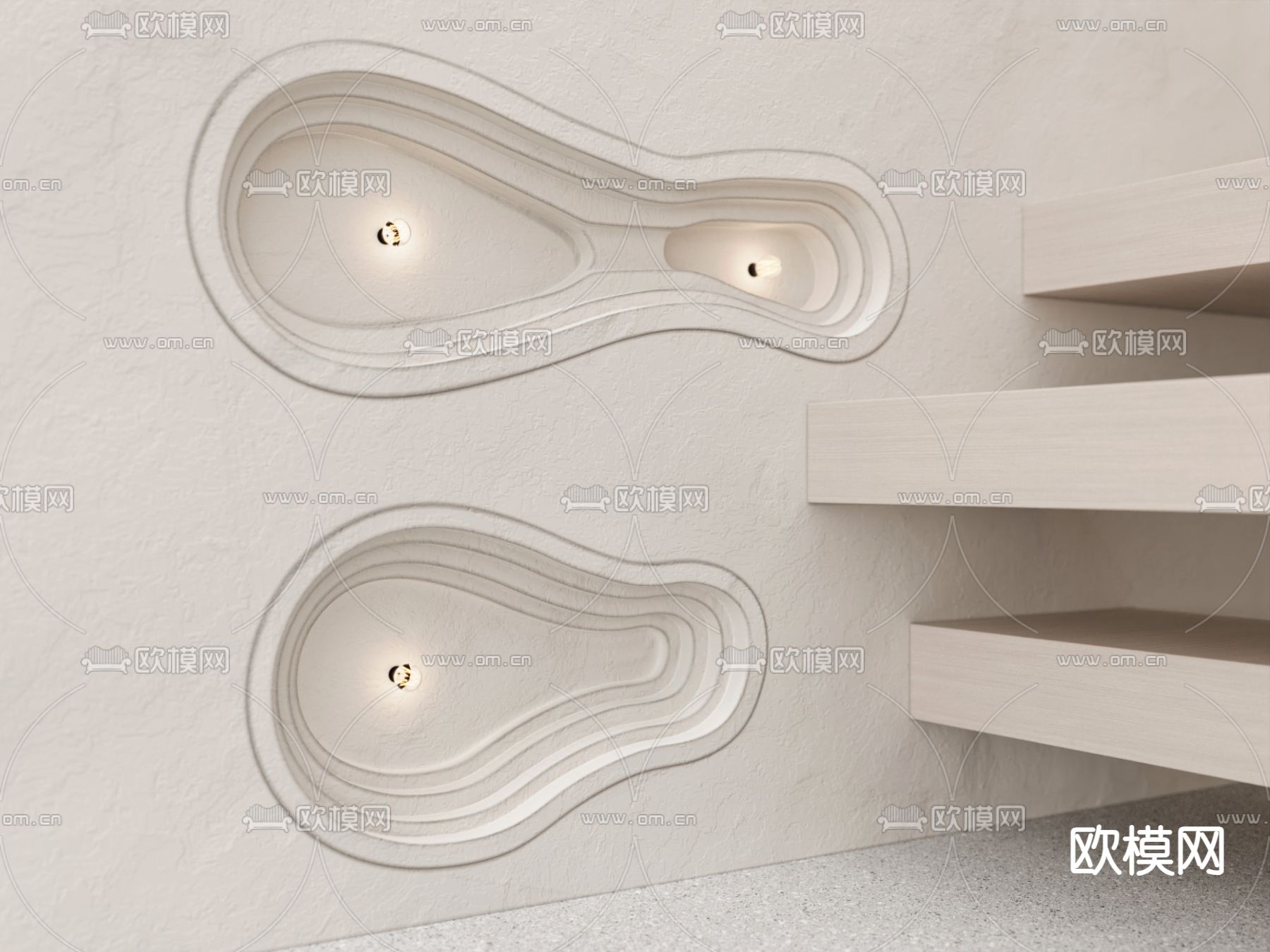 嵌入式壁灯 石膏灯3d模型下载