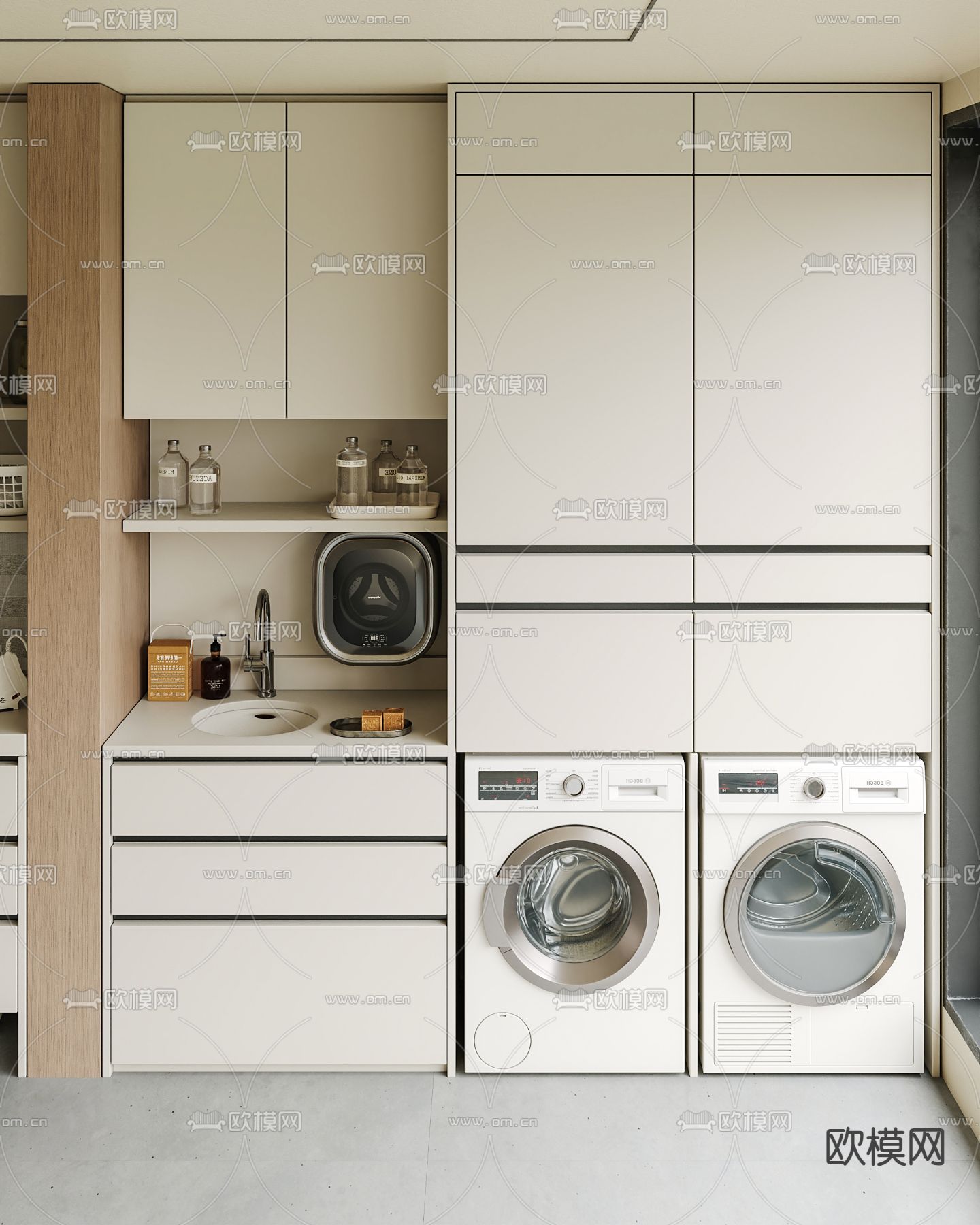 洗衣机柜 家政柜3d模型下载（渲染图3）