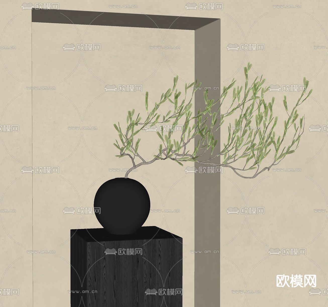 侘寂风花瓶 花艺su模型