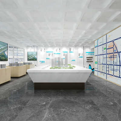  售楼处大厅 沙盘 企业文化墙su模型 