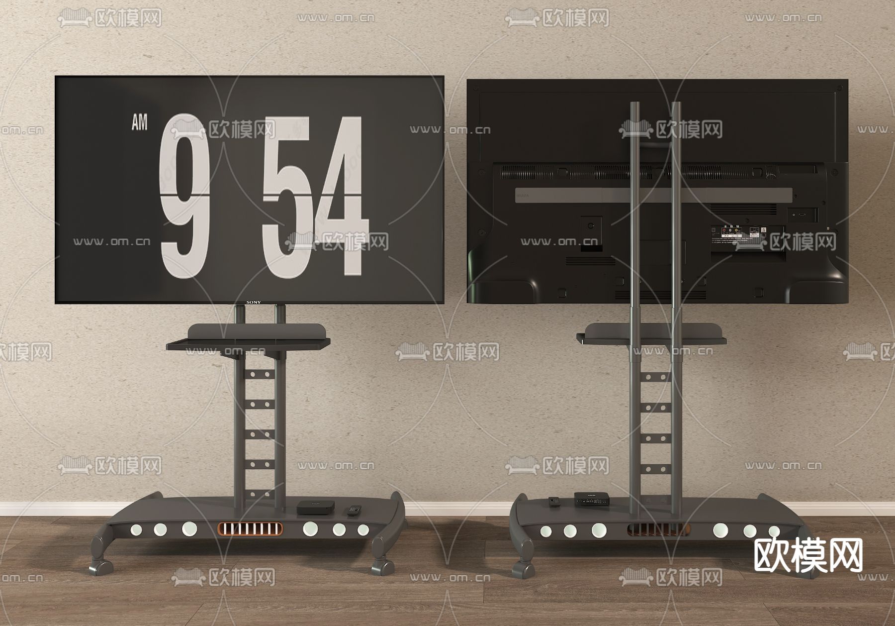 支架电视 移动电视su模型下载（渲染图2）