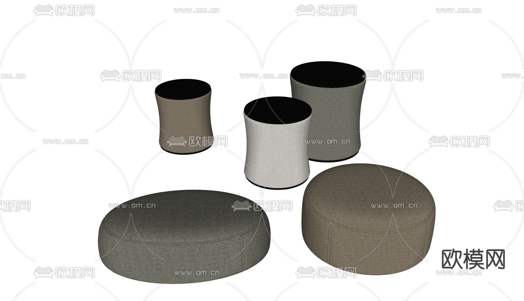 baxter 凳子 坐凳 坐垫su模型下载（渲染图1）